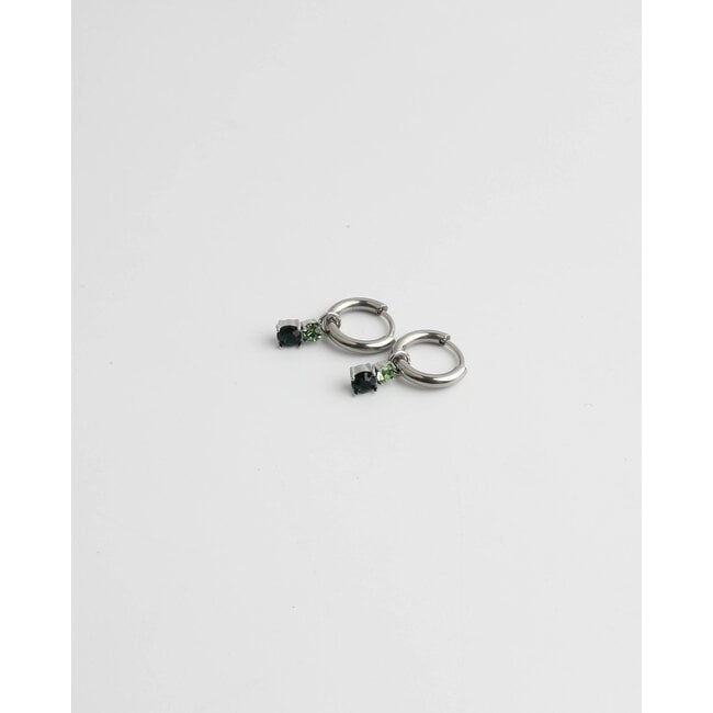 'Dominique' BOUCLE D'OREILLE ARGENT VERT - Acier inoxydable