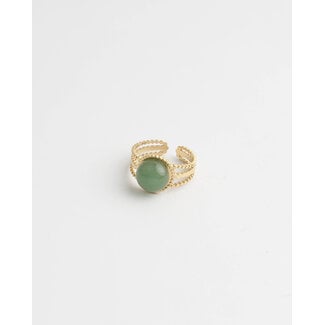 'Nikkie' RING GOLD GREEN - Stainless Steel (adjustable)