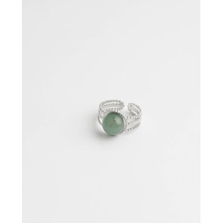 'Nikkie' ANILLO PLATA VERDE - Acero Inoxidable (ajustable)