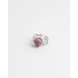 'Nikkie' BAGUE ARGENT ROSE - Acier inoxydable (ajustable)