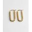 Turned square earrings 2.2 cm - Gold Plated (verguld)