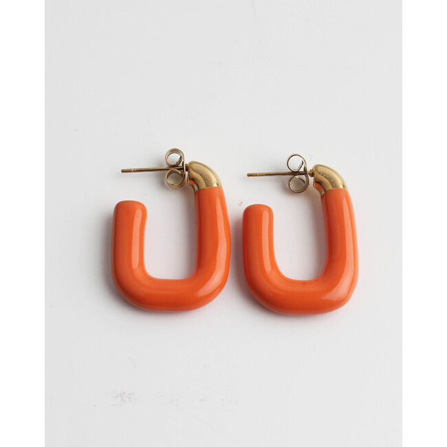 'Life is a party' earrings orange - stainless steel