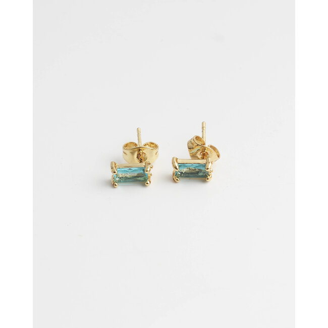 Green Diamond Studs - chapado en oro