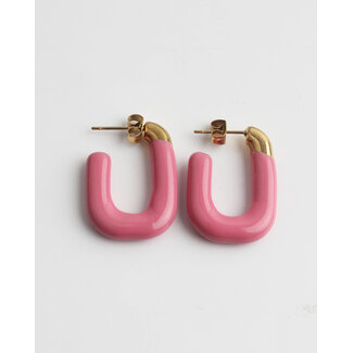 'Life is a party' earrings pink - stainless steel