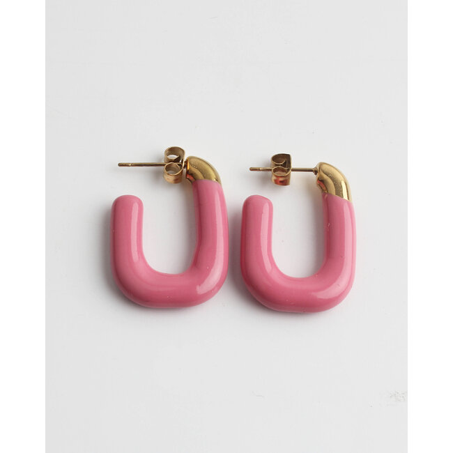 'Life is a party' earrings pink - stainless steel