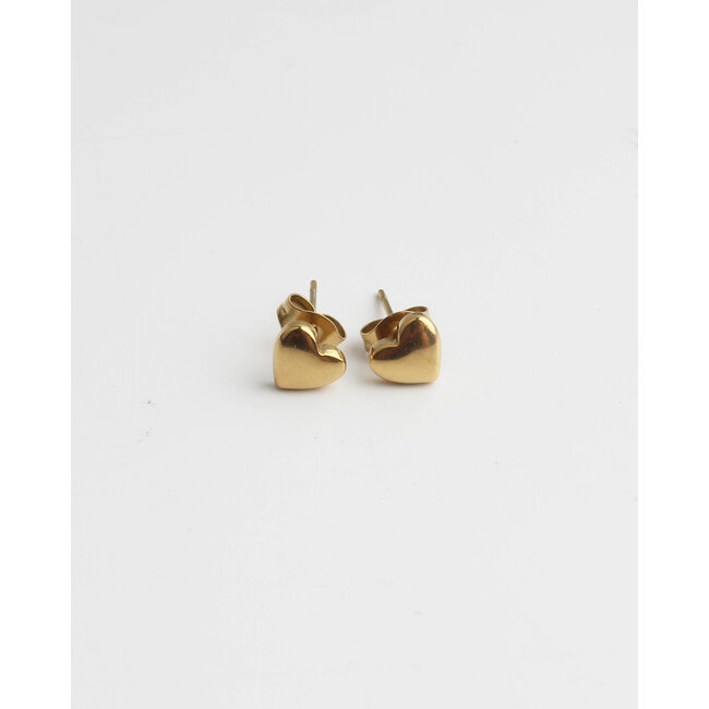 Pendientes s—lidos del coraz—n Gold - Acero inoxidable