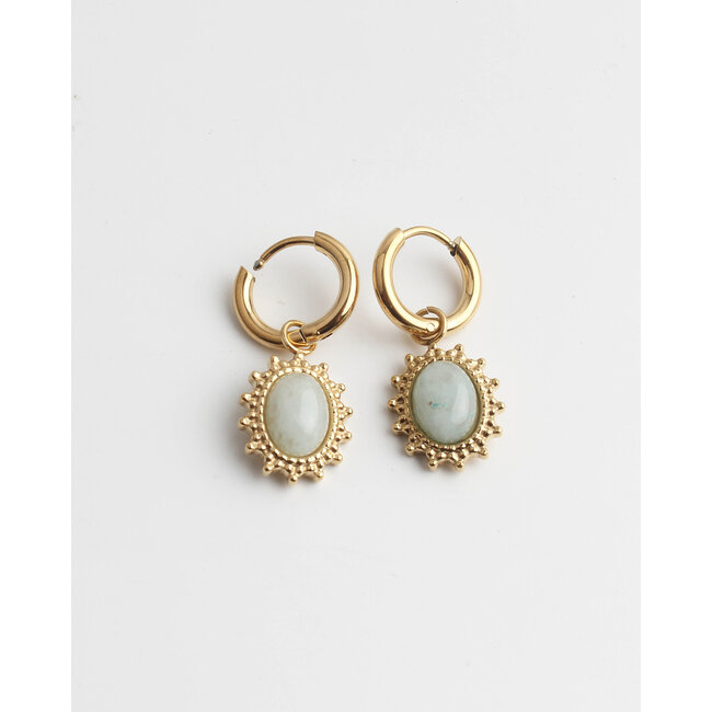 'Jolie' Turquoise Natural Stone Earrings Gold - Stainless Steel