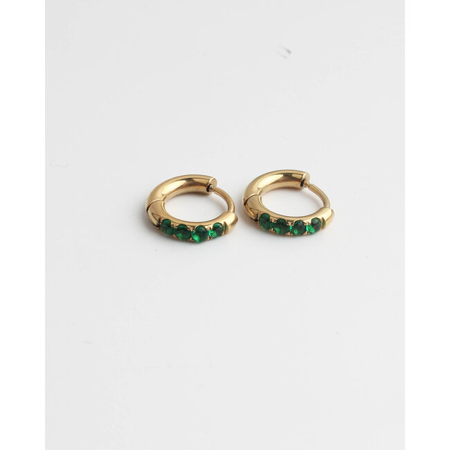 Green & gold  hoops gold 1.2 cm - stainless steel