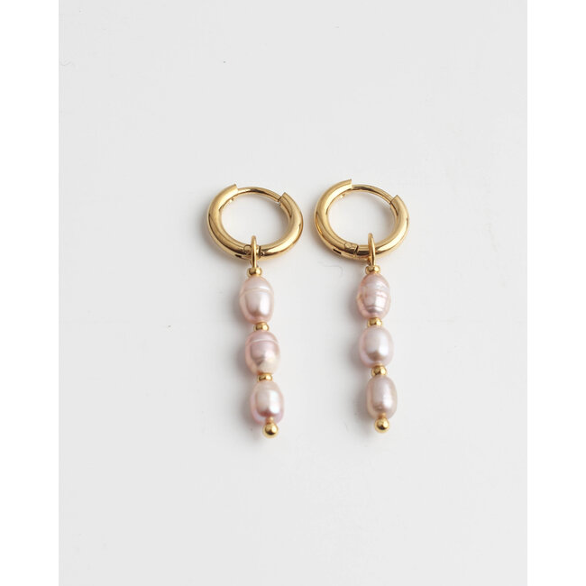 'LILLY' pink fresh water pearl EARRINGS - stainless steel