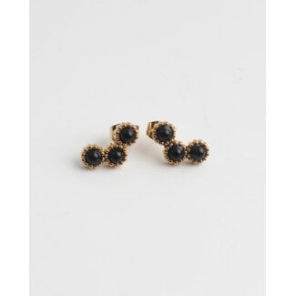 'Amelie' Black & Gold Studs - stainless steel