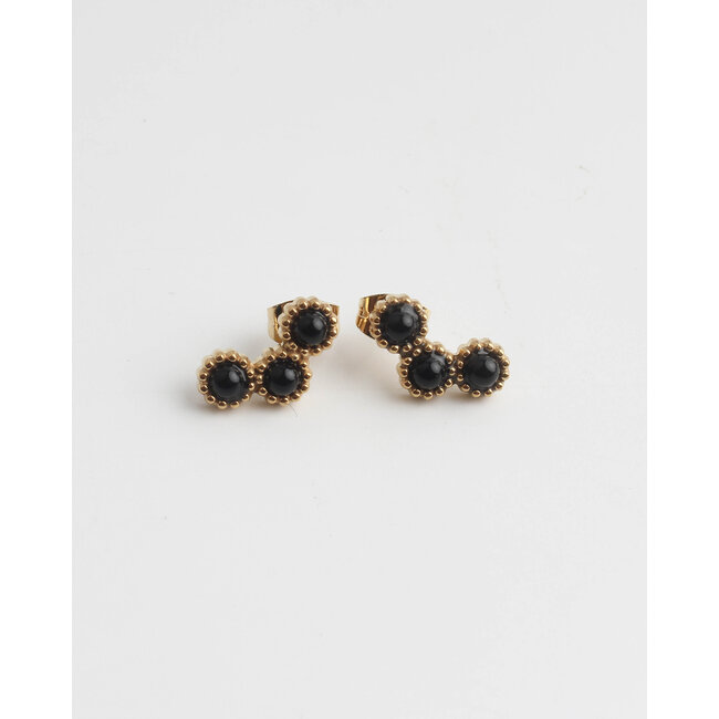 'Amelie' Black & Gold Studs - stainless steel