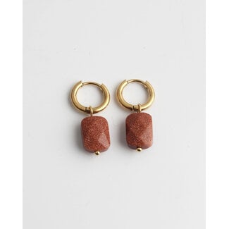 Sand Stone  Earrings Gold - Stainless Steel