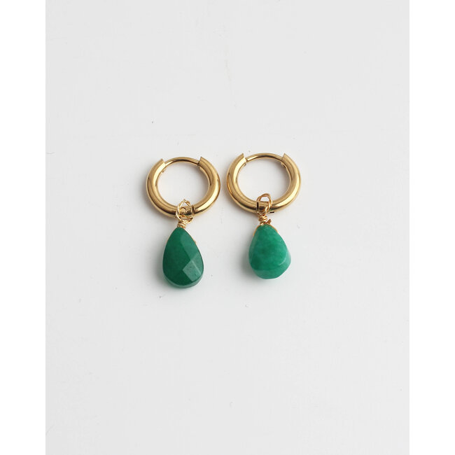 Pendientes de Aline 'Green Natural Stone Gold - Acero inoxidable