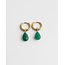 'Aline' Earrings Green Natural Stone Gold - stainless steel