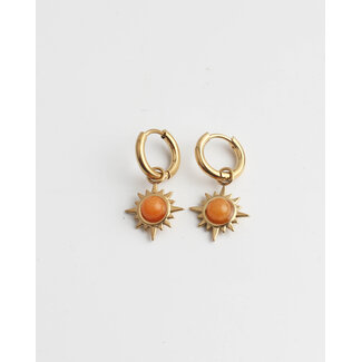 Orange Sun  Earings - Natural stone - stainless steel