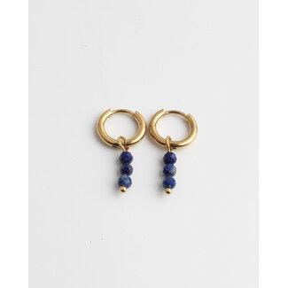 Jolies Boucles d'Oreilles Bleues Or - Acier Inoxydable