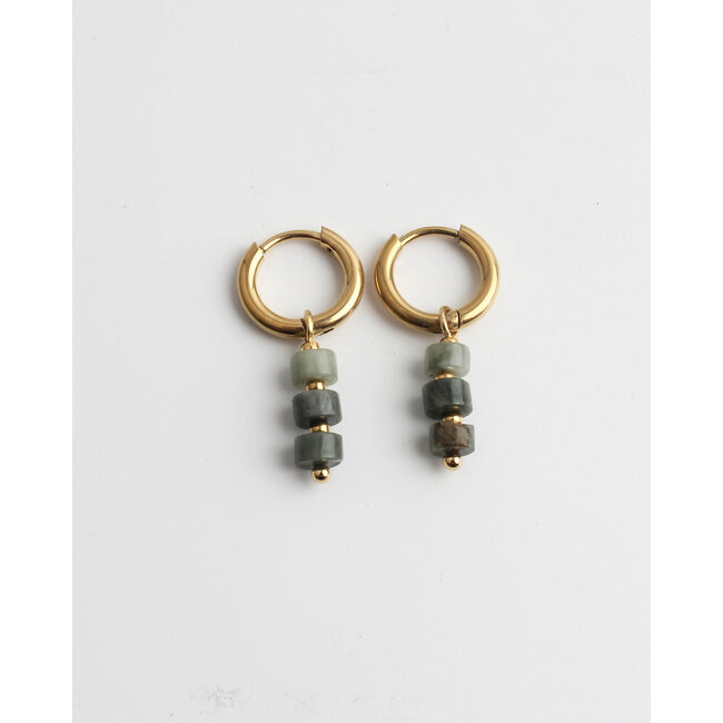 'Belle' green natural stone earrings - stainless steel