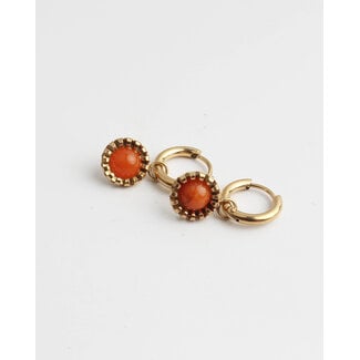 Boucles d'oreilles 'Tara' or & orange - acier inoxydable