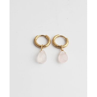 'Aline' Earrings Pink Natural Stone Gold - stainless steel