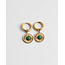 Boucles d'oreilles rondes Pierre Naturelle Aventurine Vert Foncé - acier inoxydable