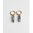 DORA HOOPS BLUE NATURAL STONE GOLD - STAINLESS STEEL