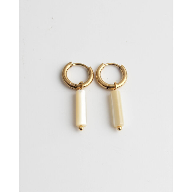 Boucles d'oreilles coquillage beige or - acier inoxydable