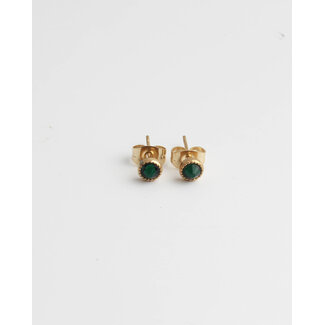 Boucles d'Oreilles Tiges Zircon Vert - acier inoxydable