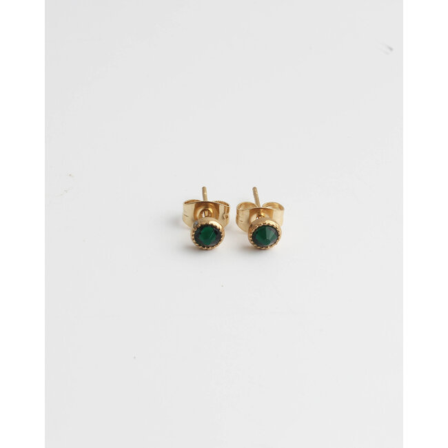 Green Zirkonia Stud Earrings - stainless steel