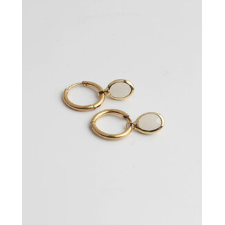 Oval 'Dana' Earrings white - Stainless Steel