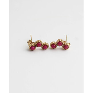 'Amelie' Pink & Gold Studs - stainless steel