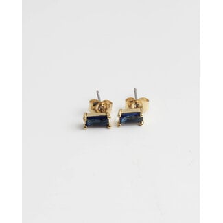 Dark Blue  Diamond Studs - Gold Plated