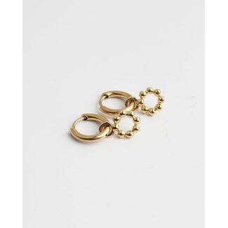 Round Dotted Circle Earrings Gold - Stainless steel