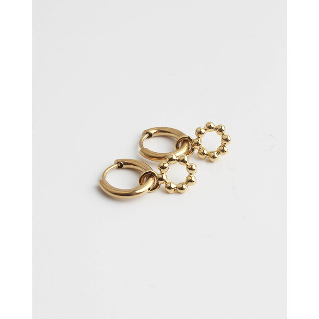 Round Dotted Circle Earrings Gold - Stainless steel