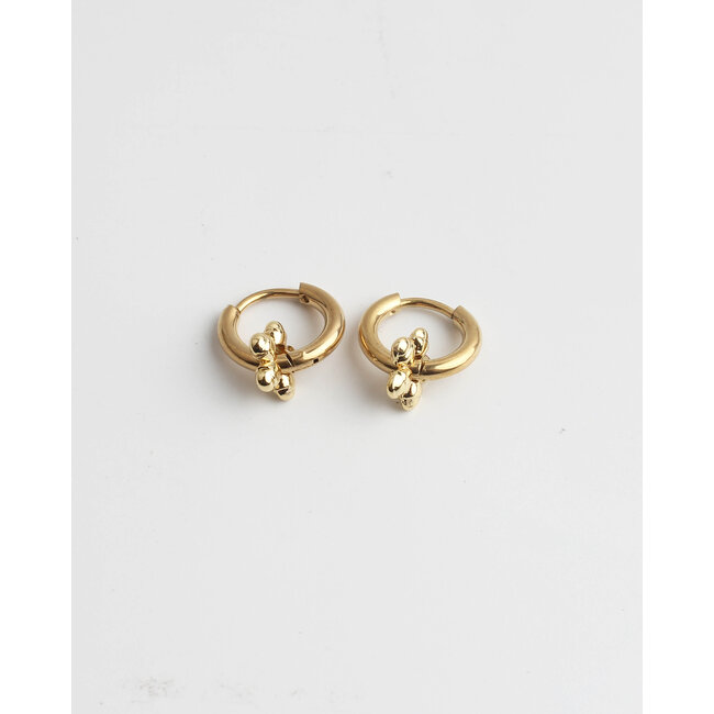 'Round flower hoops' gold - stainless steel
