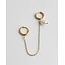 Double earring 'Pearl' Gold - stainless steel (1 pcs)