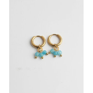 'Gina' BOUCLES D'OREILLES pierre naturelle bleue OR - acier inoxydable