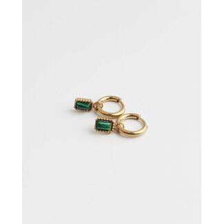 'Karma' Earrings Green Gold - Stainless Steel