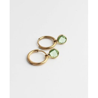 Round 'Nina' Earrings Green - stainless steel