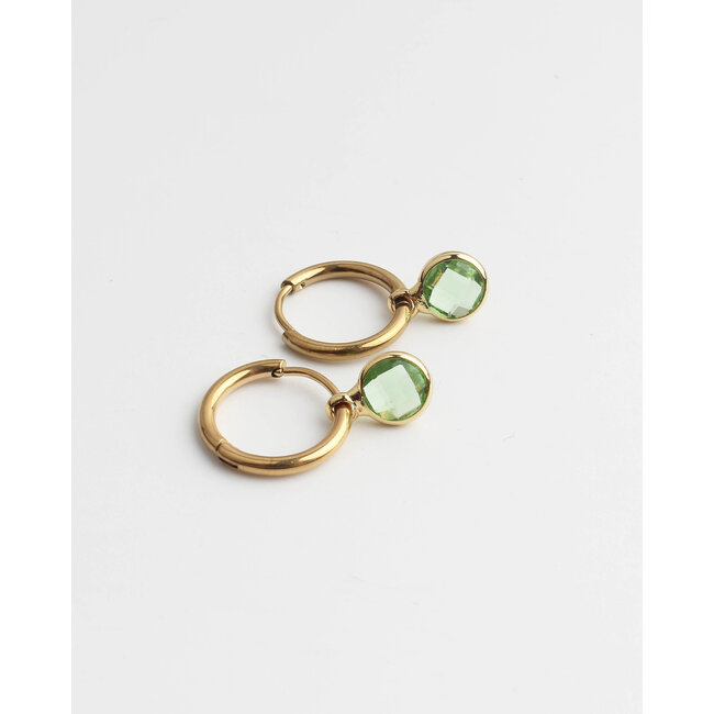 Round 'Nina' Earrings Green - stainless steel