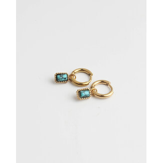 Boucles d'Oreilles 'Karma' Or Turquoise - Acier Inoxydable