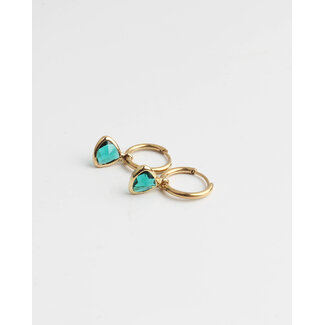 'Kiki' earrings green & gold  stainless steel