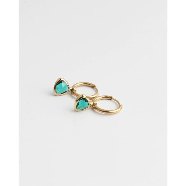 'Kiki' earrings green & gold  stainless steel