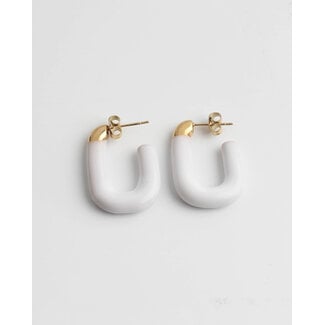 Boucles d'oreilles 'Life is a party' blanc - acier inoxydable