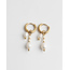 Boucles d'oreilles perle 'Aventure' or - acier inoxydable