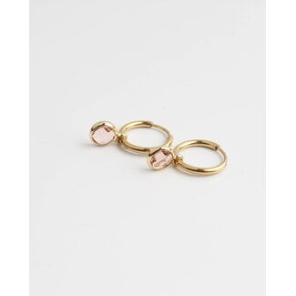 Boucles d'Oreilles Rondes 'Nina' Rose - acier inoxydable