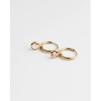 Pendientes redondos 'Nina' Pink - Acero inoxidable