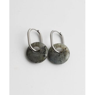 Boucles d'Oreilles 'Tirza' Argent Labradorite - Acier Inoxydable