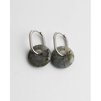 'Tirza' Earrings Labradorite Silver - Stainless Steel