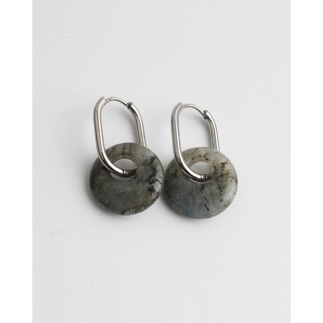 'Tirza' Earrings Labradorite Silver - Stainless Steel