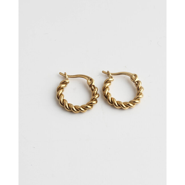'Rosalie' twisted hoops Gold - Stainless Steel